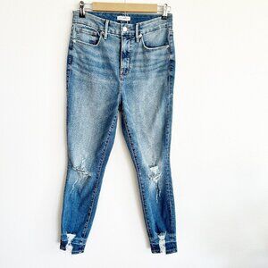 Good American Jeans Good Waist Crop Distressed Skinny